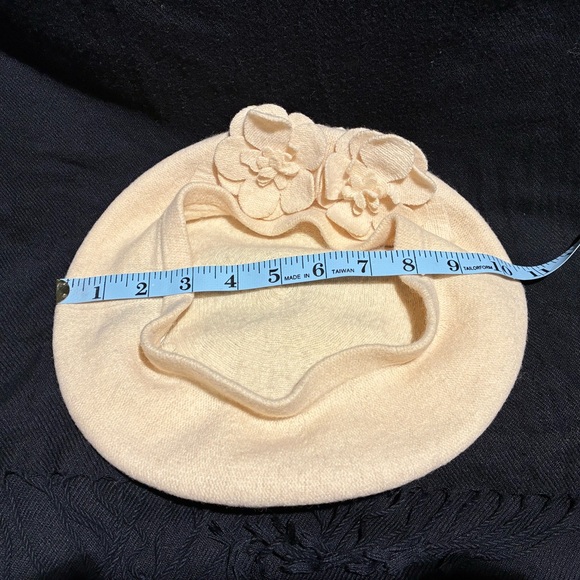 Betmar Beret, Cream/Ivory, Wool w/Floral Fabric Accents - Picture 7 of 7